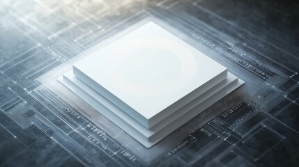Aufkleber - Creation of a simple white computer icon on an abstract digital background showcasing technology and data processing concepts