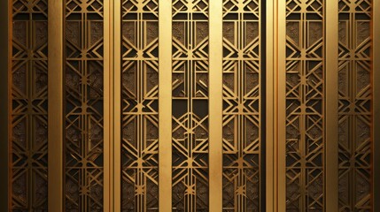 Poster - Ornate Art Deco Panel Featuring Geometric Gold Colored Design