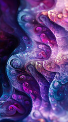 Poster - Abstract image with swirling purple, pink, and blue hues creating a fluid, textured pattern.  Represents depth, movement, and fantasy, ideal for design backgrounds