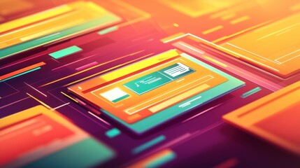 Colorful digital interface, abstract, technology background, data flow