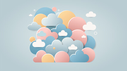 Fototapete - Soft Pastel Cloudscape with Dreamy Layers and Floating Elements