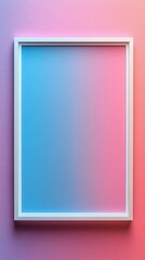 Poster - A beautifully framed blank canvas rests against a gradient background of soothing blue and pink. This inviting setup encourages creativity and sparks inspiration in anyone who gazes upon it
