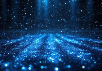 Poster - Sparkling Blue Glow with Lights and Bokeh in a Dark Background for Magical and Ethereal Effects in Digital Art and Design Projects