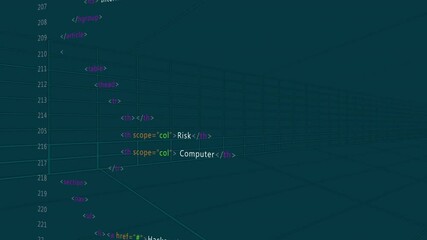 Poster - 3D animation visualizing HTML table structure with rows and columns