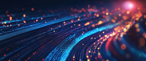 Poster - vibrant abstract background featuring colorful light trails and bokeh effects, perfect for technolog