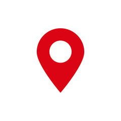 Poster - Red location pin icon with white center, commonly used to mark destinations and points of interest.