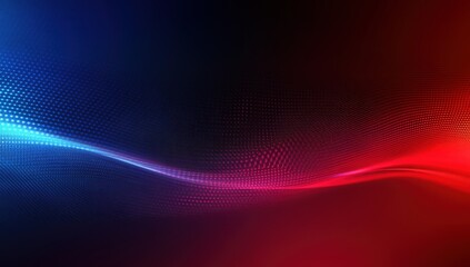 Poster - Vibrant Abstract Wavy Background with Gradient Blue and Red Colors, Smooth Flowing Shapes, and Dots for Modern Artistic Design and Digital Projects