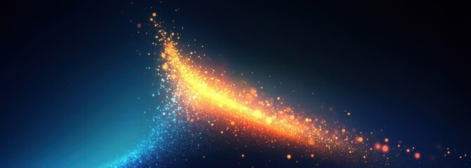 Poster - Vibrant Colorful Digital Abstract Background with Glowing Particles and Light Trails Creating a Dynamic Visual for Creative Projects and Media Applications