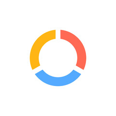 Poster - A circular chart features segments in blue, orange, and yellow. each color forms equal parts.