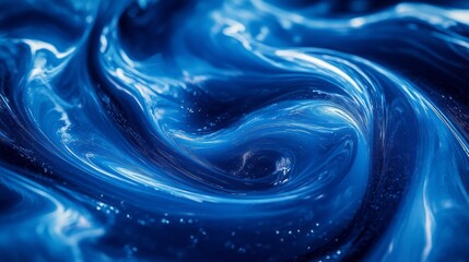Poster - Fluid shades of blue merge and flow in a captivating display, creating dynamic patterns that draw the viewer into an ocean of calm and visual intrigue