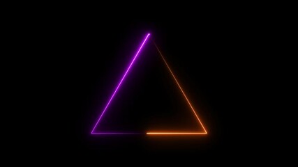 Wall Mural - Abstract glowing neon light triangle frame loading icon animation background 4k video.