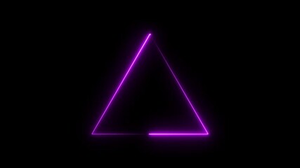 Wall Mural - Glowing purple color neon triangle icon animation background 4k video.