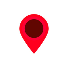 Poster - Bold red location pin icon that signifies navigation or position on maps, commonly used digitally.