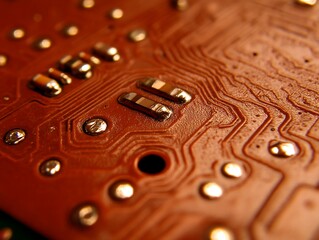 Poster - Detailed Macro Shot of a Printed Circuit Board Close-up Texture