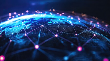 Poster - Abstract futuristic globe with business network connections and market trends.