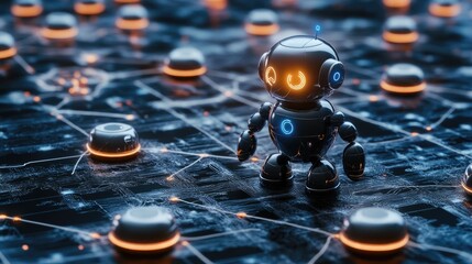 Poster - AI chatbot concept with futuristic digital conversation interface.