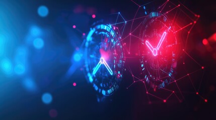 Poster - A concept of workflow efficiency with an interconnected network of digital clocks.