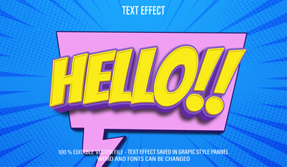 Poster - hello comic 3d editable text effect style