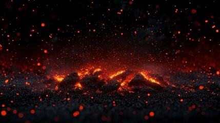 Poster - Exploding fiery particles with intense heat and glow
