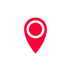 Poster - Minimalistic red map pin icon symbolizing location or navigation