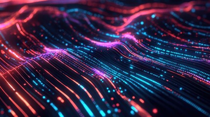 Poster - Big data visualization with real-time analytics flowing through digital connections.
