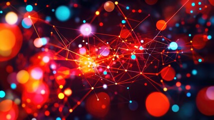 Poster - Big data visualization with real-time analytics flowing through digital connections.