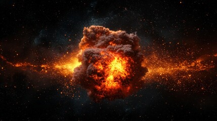 Poster - Exploding fiery particles with intense heat and glow
