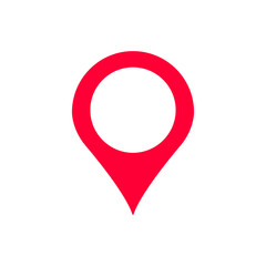 Poster - Eye-catching red location pin symbol, commonly used in digital maps and navigation applications.