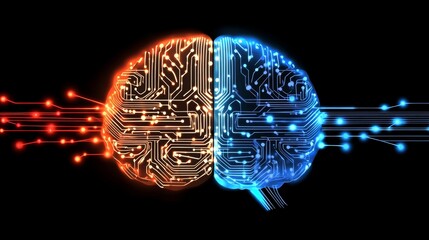 Poster - visualize futuristic ai brain digital realm concept art cybernetic environment close-up glowing circ