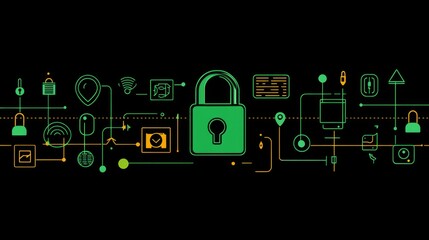 Poster - unlocking the future digital lock technology above the interactive grid futuristic setting visual ex