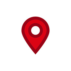 Poster - A red location pin icon features a simple geometric design, commonly used for maps and navigation apps.