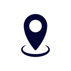 Poster - A minimal black pin icon representing a location marker used for maps and navigation purposes.
