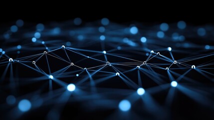 Poster - Digital network of interconnected nodes glowing against a dark background, symbolizing global connectivity.