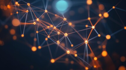 Poster - Digital network of interconnected nodes glowing against a dark background, symbolizing global connectivity.