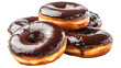© Komora - Delicious chocolate donuts stacked on transparent background