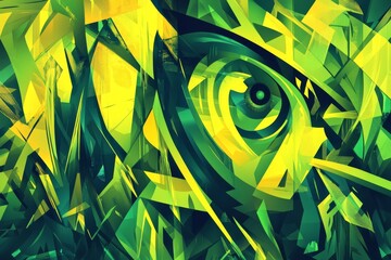 Aufkleber - Abstract Eye Design in Vibrant Green and Yellow Tones