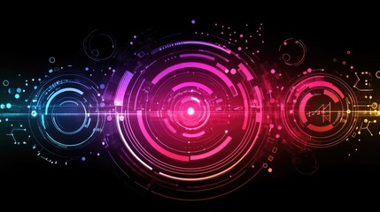 Poster - Holographic network of interconnected business icons symbolizing collaboration.