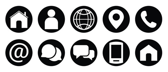 Contact information icons, vector for business card and website vector on white background
