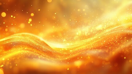 Poster - a vibrant, swirling wave of golden light with sparkling particles, creating an ethereal and dynamic 