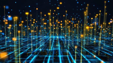 Poster - Wireless networking technology visualizing futuristic D data transfers.