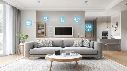 Poster - Wireless network connections in a smart home with IoT-enabled devices.