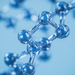 Poster - Molecular structure in blue hue scientific research and medical innovation with crystal clear atoms
