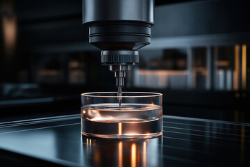 Poster - Precision machinery engraving on glass in an advanced workshop environment