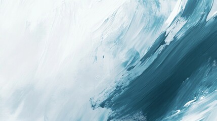 Poster - Swirling strokes of aquamarine and white converge to form a tranquil abstract artwork. The fluidity of the colors evokes a sense of serenity and gentle motion throughout the canvas