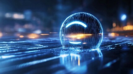 Poster - Illuminating digital sphere display virtual space 3d animation futuristic environment close-up view abstract concept