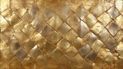 Poster - Gleaming golden mosaic surface with intricate diamond pattern creating a luxurious and opulent texture a captivating background for design
