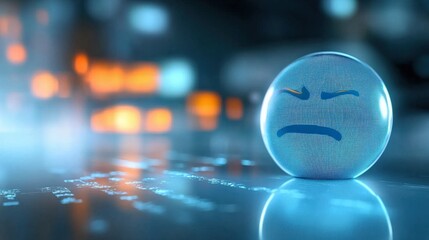 Poster - emotional reaction ball digital space 3d render tech environment close-up view visualizing feelings