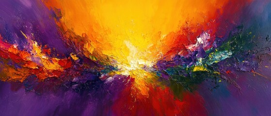Poster - Vibrant Abstract Painting with Dynamic Brushstrokes and Rich Textures Creates a Captivating Visual Experience