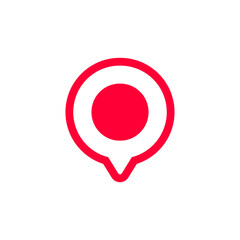 Poster - Bold red location marker symbol with central circle, ideal for map and navigation applications.