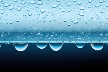 Poster - Water droplets collect on a clear surface reflecting light in an intricate pattern